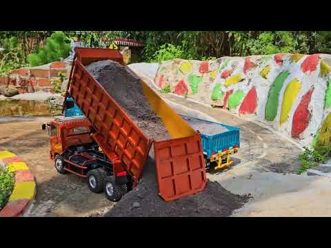 AKSI KE 41 ‼️ Proyek Perbaikan Jalan Rusak Rc Truk Hino Trailer VS Tronton Angkut Pasir Susah Belok 