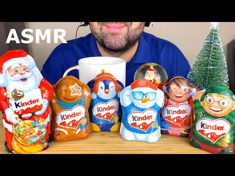 ASMR KINDER CHOCOLATE CHRISTMAS SANTA CLAUS & FIGURES MUKBANG (EATING SOUNDS) EATING SHOW