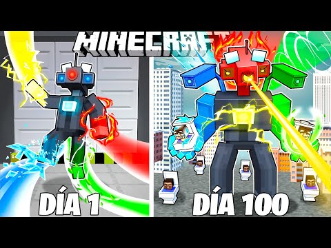 SOBREVIVÍ 100 DÍAS como un CAMERAMAN ELEMENTAL  en MINECRAFT HARDCORE!