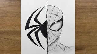 How to Draw Spider-Man Half Face | Easy Step-by-Step Drawing Tutorial