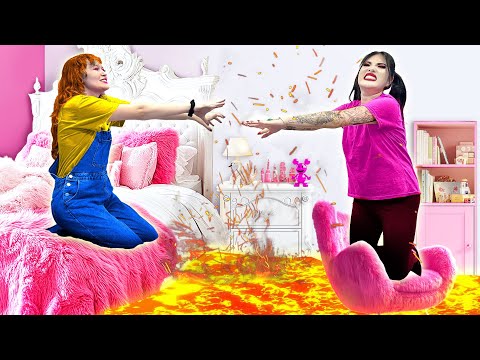 THE FLOOR IS LAVA | HOW DO WE SURVIVE LAVA | EXTREME CRAZY CHALLENGE BY CRAFTY HACKS PLUS