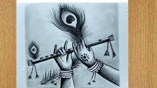 how to draw lord krishna hand with basuri with pencil sketch drawing,krishna hand with flute drawing