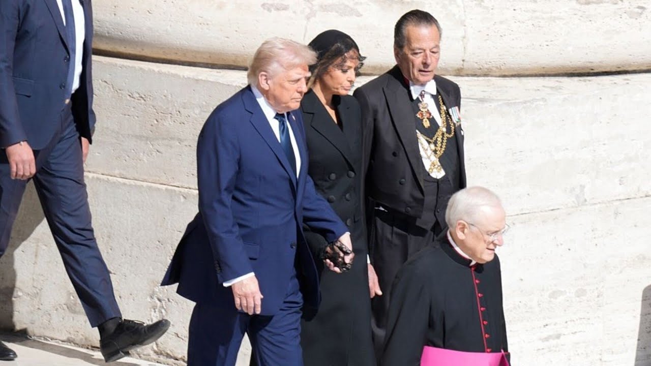 US President Donald Trump arrives at St Peter’s Square