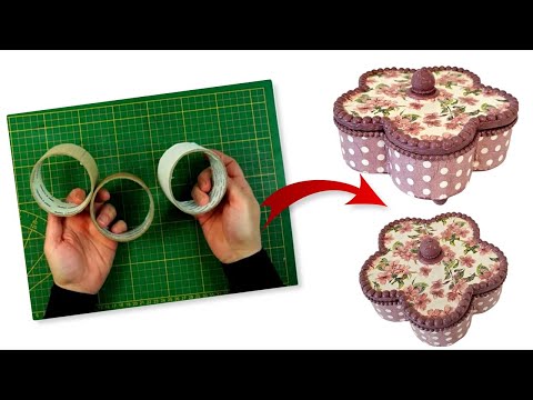 How To Make a Cute Jewelry Box From empty tape rolls and Cardboard!
