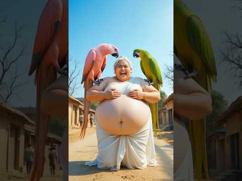 दादी के पास एक हरा तोता और एक गुलाबी तोती होती है🦜😍 #parrot #birds #sadstory #egg #pizza #truck