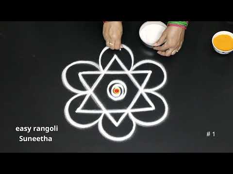 2 Simple Friday rangoli muggulu for Beginners🌺flower kolam design with dots