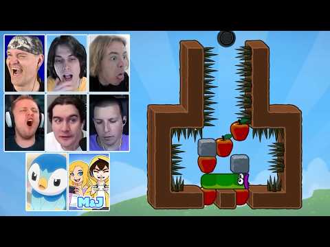 Реакция Ютуберов на Самый Сложный Уровень в Детской Головоломке APPLE WORM
