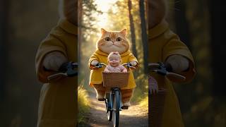 Cat Saves and Raises a Baby 💗🐱👶 #cat #baby #shorts #cute