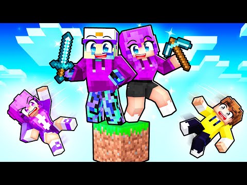 My Twin Sister Meets MY FRIENDS On ONE BLOCK in Minecraft!