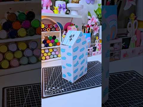 DIY Homemade cute Table Dustbin 🗑...WOW 😱 Waste cardboard box 📦 Re-use idea 💡 #shorts #youtubeshorts
