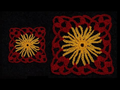 How to Crochet Square Motif with Laced Centered Flower