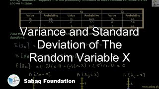 Variance and Standard Deviation of The Random Variable X