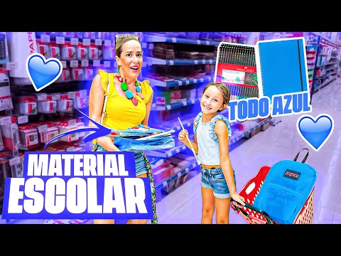 COMPRANDO MATERIAL ESCOLAR DE UN SOLO COLOR AZUL! Mis útiles escolares DivertiGuay