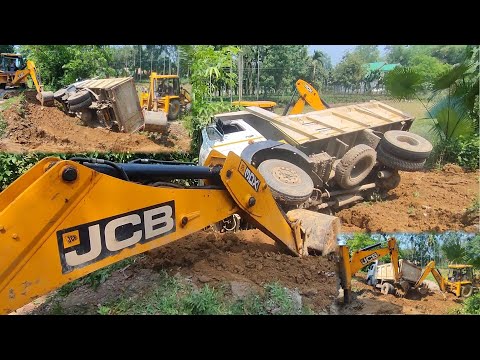 TATA accident dumper lifted two JCB 3DX super || OMG ||