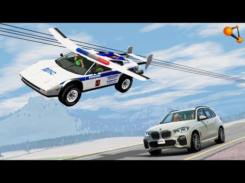 ЛЕТАЮЩАЯ МАШИНА ДПС! БОЛЬШЕ НИКОМУ НЕ УЙТИ | BeamNG.drive