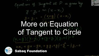 More on Equation of Tangent to Circle