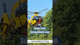 Schwerer Unfall auf A39 - Rettungshubschrauber im Einsatz