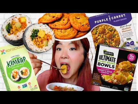 Trying Vegan Food from SPROUTS | Grocery Haul & Taste Test) | Frozen Kimbap, Vegan Cookies, etc.