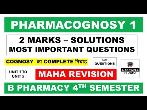 2 Marks Nichod Video || pharmacognosy 4th semester important questions || Carewell Pharma