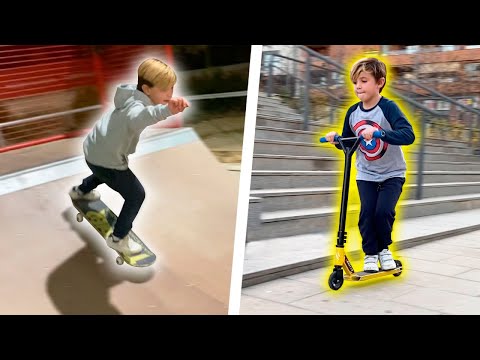 ENSEÑO A HACER SKATE Y SCOOTER A MI HERMANO!!