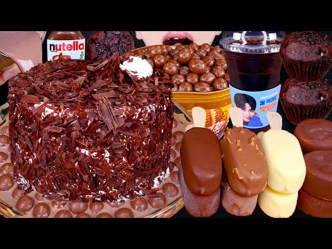 ASMR MALTESERS CHOCOLATE CAKE MAGNUM ICE CREAM NUTELLA DESSERT MUKBANG 초콜릿 먹방チョコレート 咀嚼音EATING SOUNDS