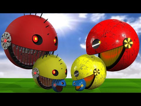 PACMAN & ROBOT PACMAN VS CARTOON CAT & MONSTER PACMAN 64