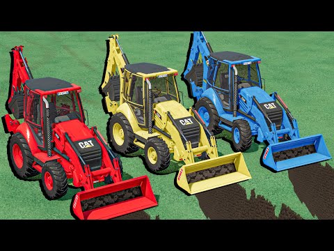 LOADERS with Colors - MUD ROAD WORK with GIANT DUMP TRUCKs - Farming Simulator 22