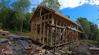 OFF GRID CABIN BUILD ..... WALLS TO ROOF