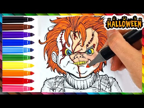 CHUCKY HALLOWEEN HUEVO GIGANTE DIBUJA Y COLOREA HALLOWEEN 🎃🕷️🕸️