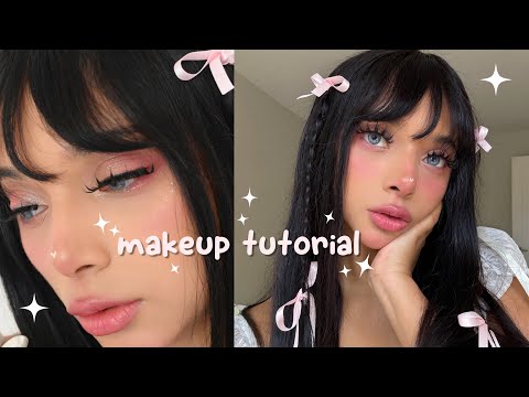 Glittery Dolly Makeup tutorial ⊹ ᡣ𐭩 🎀 douyin inspired