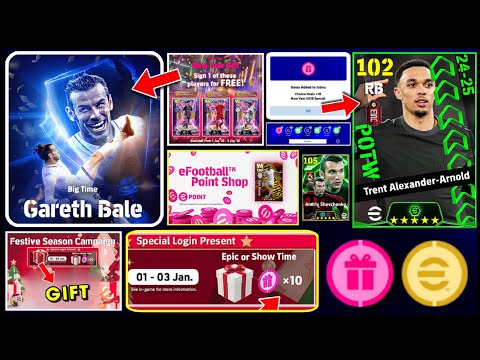 Official New Year 2025 Gifts & Gareth Bale 🤩🔥 eFootball™ 2025 Free Players, Thursday Updates, Coins