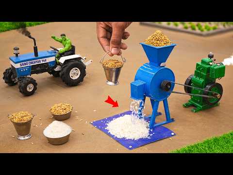 diy tractor mini rice processing mill machine science project @sanocreator