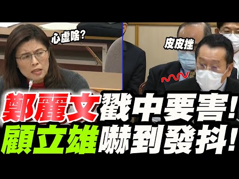 狂抖！鄭麗文戳中要害顧立雄嚇到發抖！還不趕快全盤托出！國會質詢現場