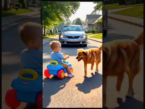 "The dog protects, the child smiles." #babydog  #cutepets  #puppylove  #shorts