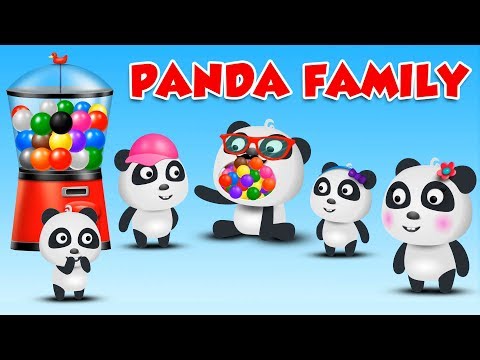 Panda Family Playing with Gumball Machine - Finger Family Songs