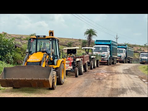 JCB 3dx loading Mud in TATA Tippers & Tractors | Swaraj 855 Fe | New Holland 3630 4x4 Tractor