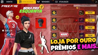 FINALMENTE!! LOJA POR OURO, SKINS DE GRAÇA, DUNK MASTER? EMOTE DO PISEIRO E MAIS NOVIDADES FREE FIRE