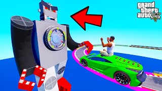 FRANKLIN TRIED MEGA ROBOT PARKOUR RAMP CHALLENGE GTA 5 | SHINCHAN and CHOP