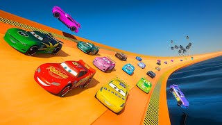 Crazy Cars - Race Ring Track - McQueen vs Next Gen Cruz Ramirez Jackson Storm Flip Dover and Friends