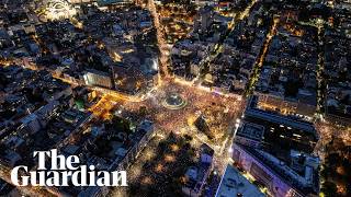YouTube video thumbnail: Drone Video Shows Scale of Student-Led Rally Ahead of Serbian Election