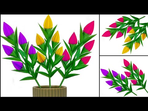 Easy Room Decor Idea || Paper Flower Making For Room Decoration || Room Decoration Ideas With Paper