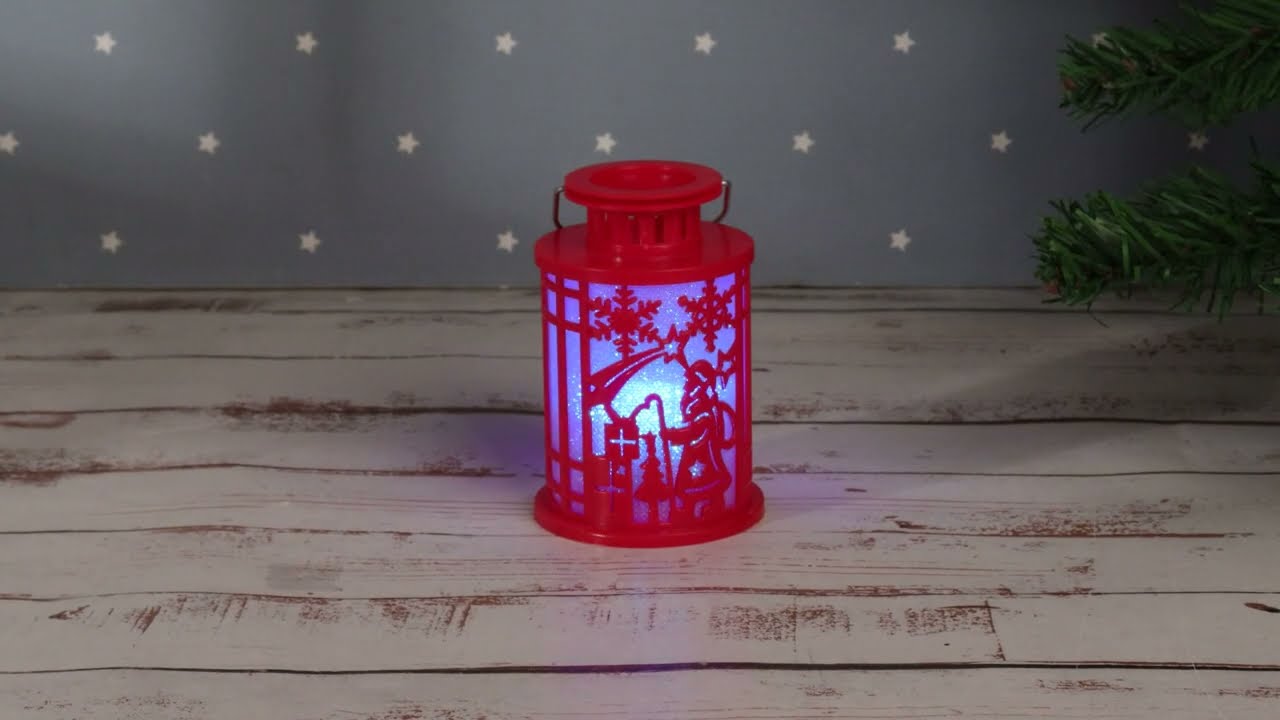 Фонарь круглый новогодний со светом 13см в ассортименте - видео
