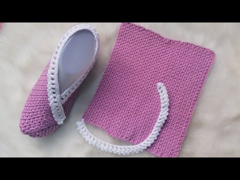 حذاء كروشيه نسائي سهل جدا crochet easy slipper