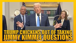 Trump Refuses To Take Questions On Jimmy Kimmel's Return During INSANE Autism Press Conference 
