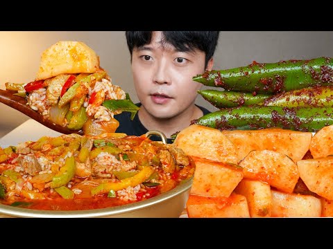 얼큰한 돼지고기 애호박국밥 석박지 고추김치 집밥 먹방 Korean Food ASMR MUKBANG REAL SOUND EATING SHOW