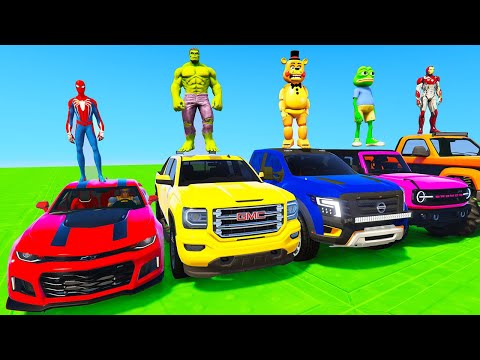 SPIDERMAN Vs HULK CARS Racing MEGA SOCCER Ramp Challenge ! SUPERHEROES New Epic Stunt Race - GTA 5