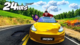 We Survived 24 HOURS In a TESLA!