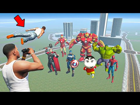 Avengers & Shinchan & Playing Hide & Kill With Indian Bike Driving 3D Franklin in Gta 5 in Telugu