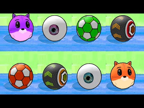 Racing Ball Rolling: Going Ball vs. Soccer Ball vs. Cat Ball vs. Eye Ball! Race-906