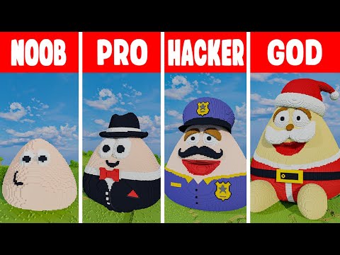 POU STATUE BUILD CHALLENGE | NOOB vs PRO vs HACKER vs GOD in Minecraft